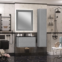 Opadiris Мебель для ванной Луиджи 90 подвесная серая матовая/антрацит – фотография-3